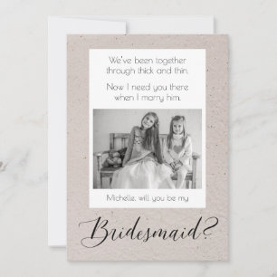 Bridesmaid-voorstel met foto op Rustic Back Kaart