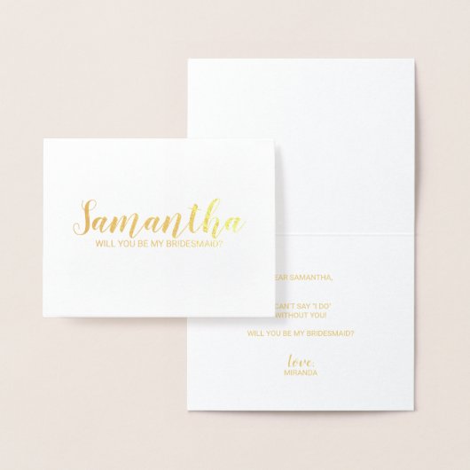 Bridesmaid-voorstel | Modern Script Gold Folie Kaarten (Display)