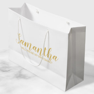Bridesmaid-voorstel   Modern Script Gold Groot Cadeauzakje