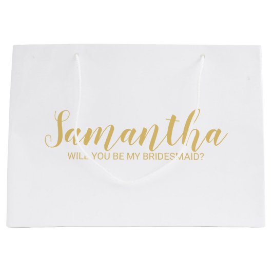 Bridesmaid-voorstel | Modern Script Gold Groot Cadeauzakje (Voorkant)