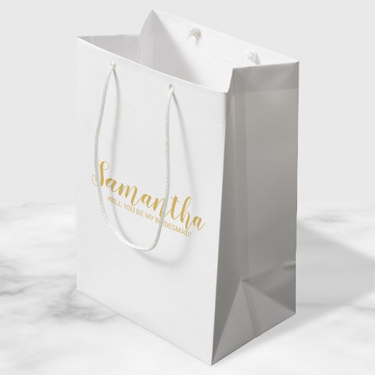 Bridesmaid-voorstel | Modern Script Gold Medium Cadeauzakje