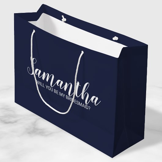 Bridesmaid-voorstel | Modern Script Navy Blue Groot Cadeauzakje