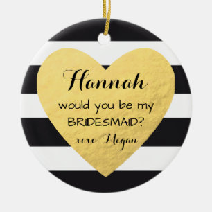 Bridesmaid-voorstel ornamed Gold-kerst Keramisch Ornament