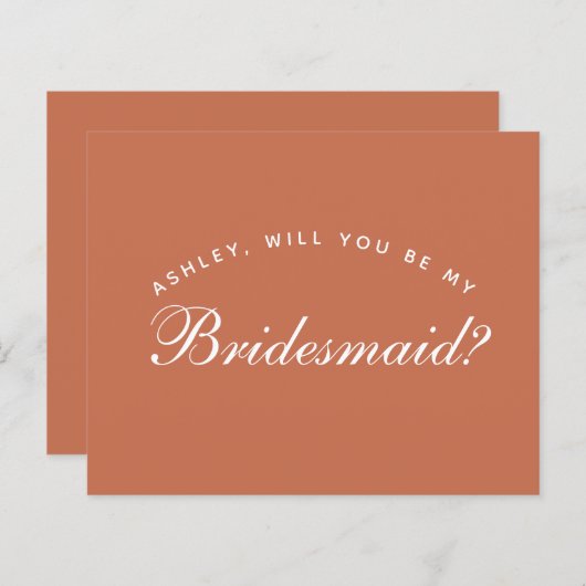 Bridesmaid-voorstel Terracotta budget Simple Brown (Voorkant / Achterkant)