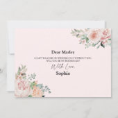 Bridesmaid Voorstel voor blush Floral Pink Weddens Kaart (Achterkant)