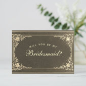 Bridesmaid-voorstel Zwarte Gold  kalligrafie (Staand voorkant)