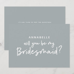 Bridesmaid vraagt moderne grijze typografie kaart