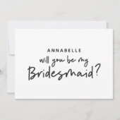 Bridesmaid vraagt moderne zwarte witte typografie kaart (Voorkant)