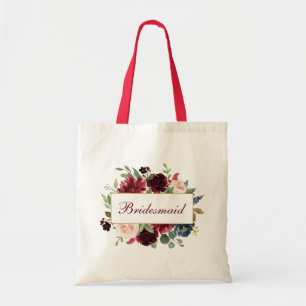 Bridesmaid Waterverf Burgundy Blue Floral R Tote Bag