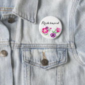 Bridesmaid Waterverf Flowers Button (In situ)
