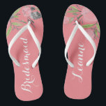 Bridesmaid waterverf gepersonaliseerde strandbruil teenslippers<br><div class="desc">De waterverf van Bridesmaid personaliseerde het strand bruiloft met de bruidmaidsnaam en de titel.</div>