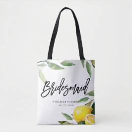 Bridesmaid Waterverf Lemon Wedding Canvas tas