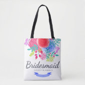 Bridesmaid Waterverf Script Floral Canvas tas (Voorkant)