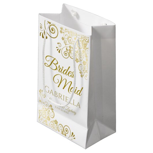 Bridesmaid Weddenschap Gift Bag Small Klein Cadeauzakje (Voorkant Gekanteld)