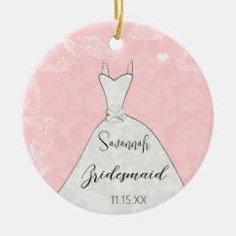 Bridesmaid Weddenschap Ornament Dress Pink Damask