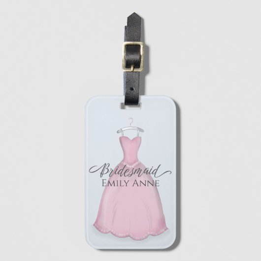 Bridesmaid Weddenschap  Pink Dress Bridal Partij Bagagelabel (Voorkant (verticaal))