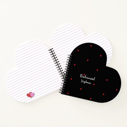 Bridesmaid Weddenschap Red Heart Pattern Cool Gift Notitieboek (Binnen)