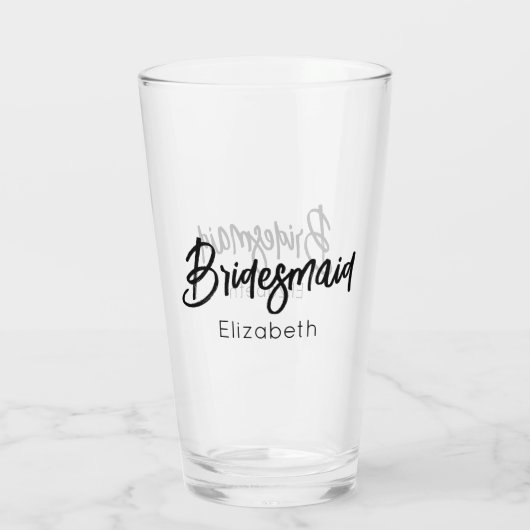 Bridesmaid Wedding Black Script Elegant  Glas (Achterkant)