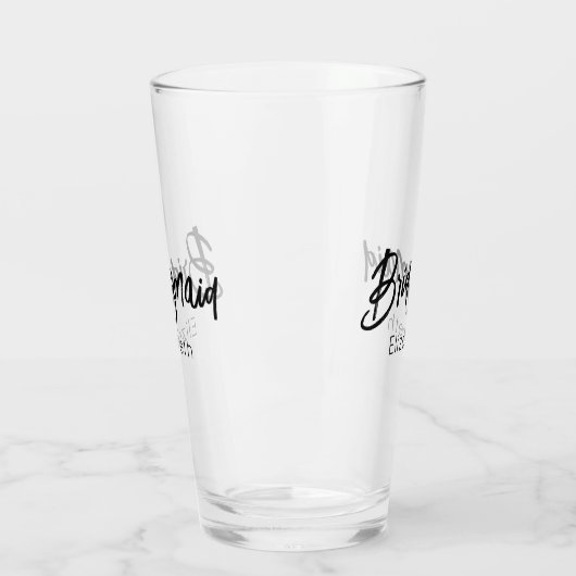 Bridesmaid Wedding Black Script Elegant  Glas (Links)