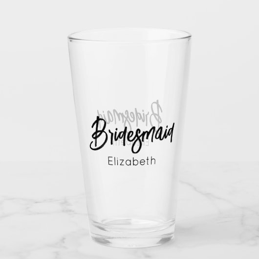 Bridesmaid Wedding Black Script Elegant  Glas (Voorkant)