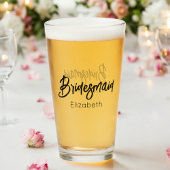 Bridesmaid Wedding Black Script Elegant  Glas