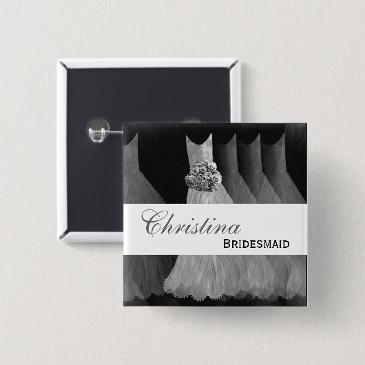 Bridesmaid Wedding Button - SILVER Gowns (Voorkant /achterkant)