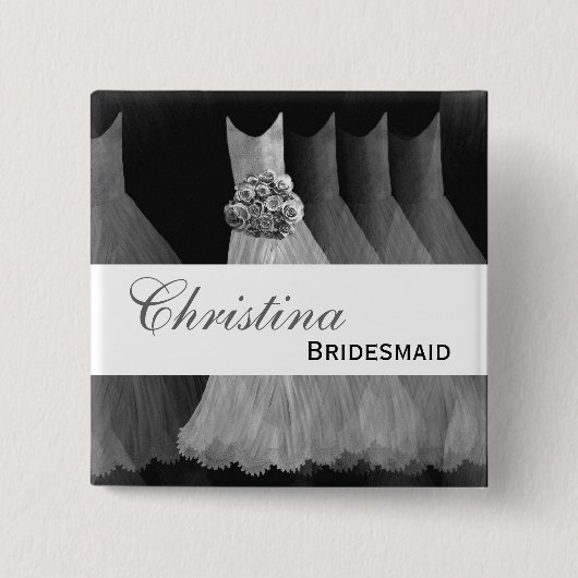 Bridesmaid Wedding Button - SILVER Gowns (Voorkant)