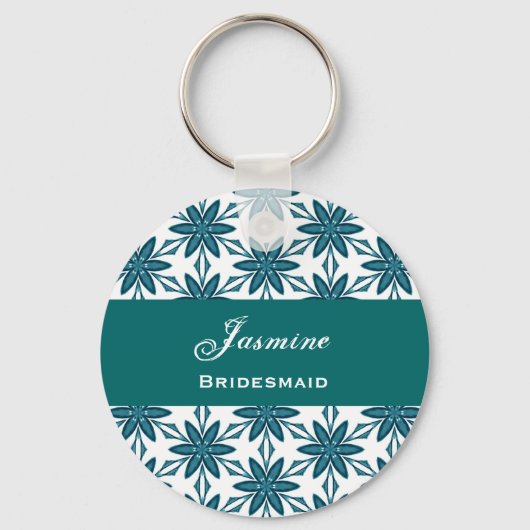 Bridesmaid Wedding Favor Green Star Flowers V025 Sleutelhanger (Voorkant)