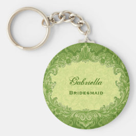 Bridesmaid Wedding Favor Lime Green Damask G306 Sleutelhanger