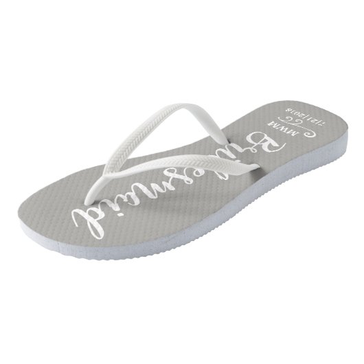 Bridesmaid Wedding Favor Name of Monogram Gray Teenslippers (Schuin)