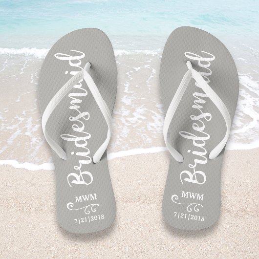 Bridesmaid Wedding Favor Name of Monogram Gray Teenslippers