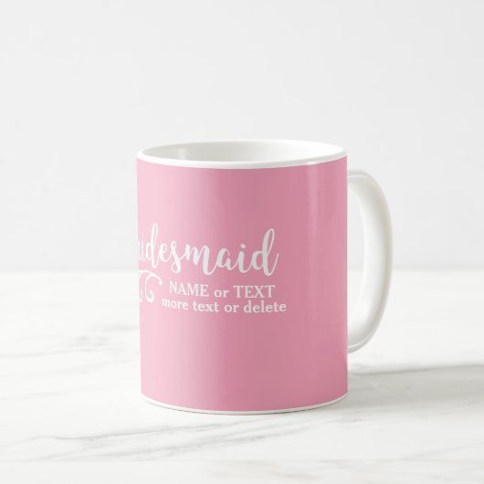 Bridesmaid Wedding Favor Name of Monogram Script Koffiemok (Voorkant rechts)