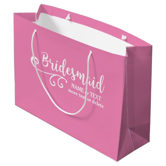 Bridesmaid Wedding Favor Name of Monogram Script Large Cadeautasje (Achterkant Gekanteld)