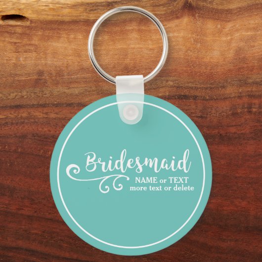 Bridesmaid Wedding Favor Name of Monogram Script Sleutelhanger (Voorkant)