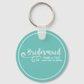 Bridesmaid Wedding Favor Name of Monogram Script Sleutelhanger (Achterkant)