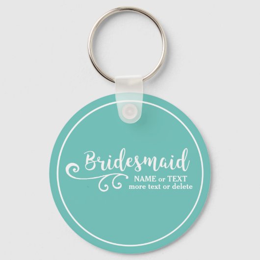 Bridesmaid Wedding Favor Name of Monogram Script Sleutelhanger (Achterkant)