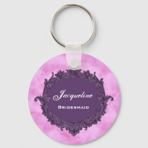 Bridesmaid Wedding Favor Paarse Vintage %20 Sleutelhanger