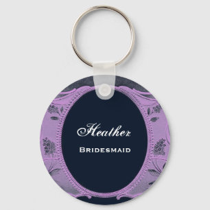 Bridesmaid Wedding Favor Paarse Vintage B028 Sleutelhanger