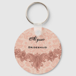 Bridesmaid Wedding Favor Peach Vintage B029 Sleutelhanger