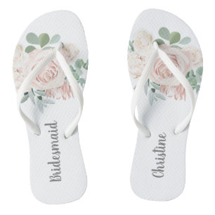 Bridesmaid Wedding Favor Pink Floral Eucalyptus Teenslippers