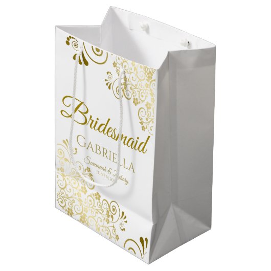 Bridesmaid Wedding Gift Bag - Middelgroot Medium Cadeauzakje (Voorkant Gekanteld)