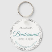 Bridesmaid Wedding Gift Blauwgroen & Grey Lacy Sleutelhanger (Voorkant)