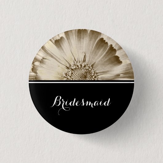 Bridesmaid Wedding Gold Daisy Ronde Button 3,2 Cm (Voorkant)