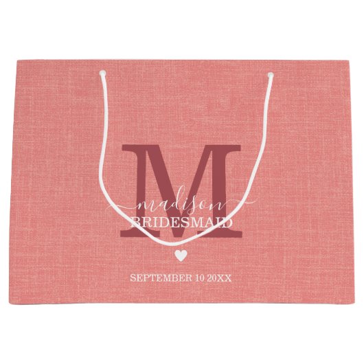 Bridesmaid Wedding Monogram Modern Groot Cadeauzakje (Voorkant)