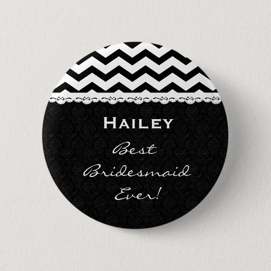 Bridesmaid Wedding Party CHEVRONS Lace V13 Ronde Button 5,7 Cm (Voorkant)