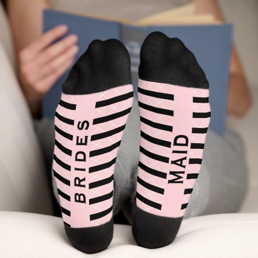 Bridesmaid Wedding Party Pink en Black Socks Sokken (Onderkant)