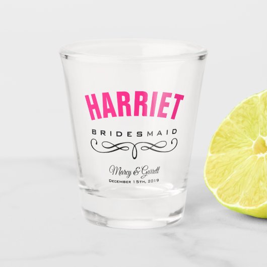 BRIDESMAID WEDDING PARTY SHOT GLASS GLAS (Voorkant)