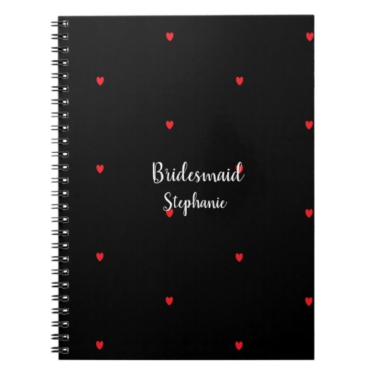 Bridesmaid Wedding Red Heart Patronen Gift Favor Notitieboek (Voorkant)