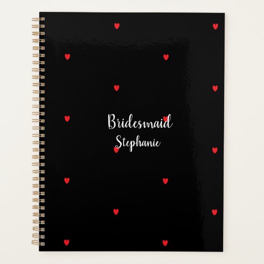 Bridesmaid Wedding Red Heart Patronen Gift Favor Planner (Voorkant)