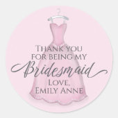 Bridesmaid Wedding  Roze Dress Dank je Ronde Sticker (Voorkant)